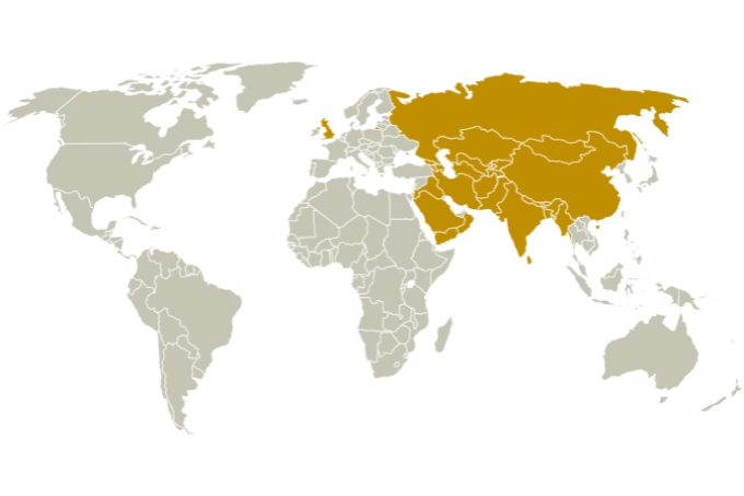 Die Staaten der zentralasiatischen Zugvogelroute - Karte: NABU