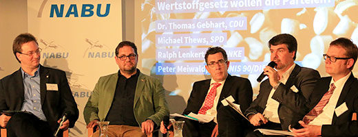Ralph Lenkert (Linke), Peter Meiwald (Grüne), Kersten Schüßler, Michael Thews (SPD), Dr. Thomas Gebhart (CDU) (v.l.n.r.) - Foto: NABU