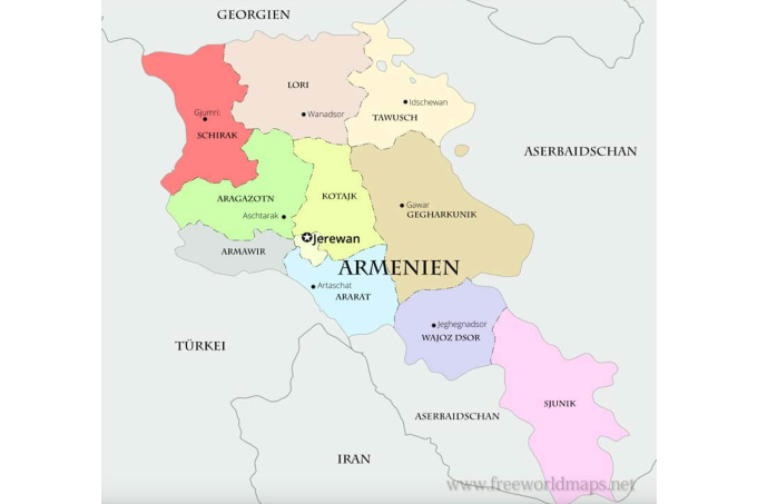 Karte von Armenien - Grafik: freeworldmaps.net