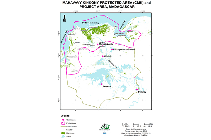 Der Projektstandort im Mahavavy-Kinkony-Schutzgebiet (CMK) - Karte: ASITY Madagascar