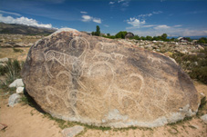 Schneeleoparden-Zeichnung auf Stein
