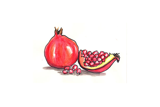 Illustration eines Granatapfels.