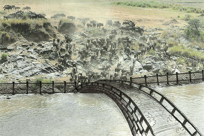 Planungsskizze zum Brückenbau am Mara-Fluss in Kenia.