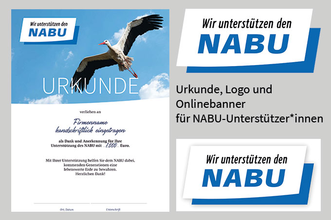 Urkunde, Logo und Onlinebanner für NABU-Unterstützer*innen