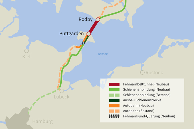 Die geplante Hinterlandanbindung für den Ostseetunnel. - Grafik: NABU/Torsten Porstmann
