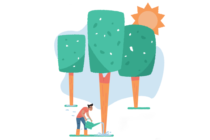 Bäume bewässern - Illustration: Elisabeth Deim