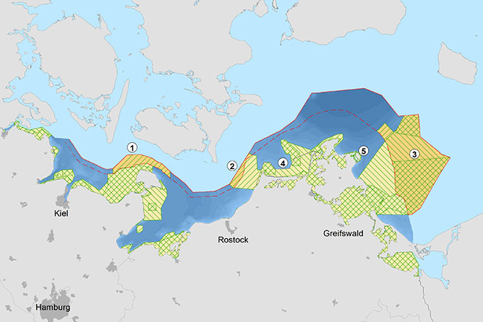 Meeresschutzgebiete in der deutschen Ostsee (für Legende und zum Vergrößern: bitte klicken) - Grafik: NABU