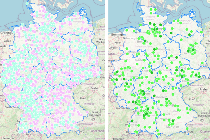 Vergleich der deutschlandweit gemeldeten (unbestimmten und Gemeinen) Wespen im August 2020 und August 2021