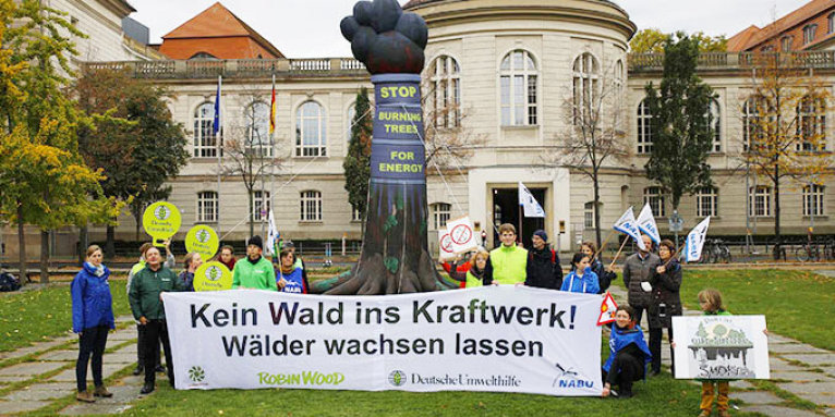 Protest vor dem Wirtschaftsministerium für den Erhalt der Wälder - Foto: Moritz Heck