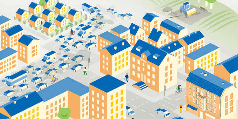 Die interaktive NABU-Grafik zum Thema nachhaltige Stadtentwicklung - Grafik: NABU